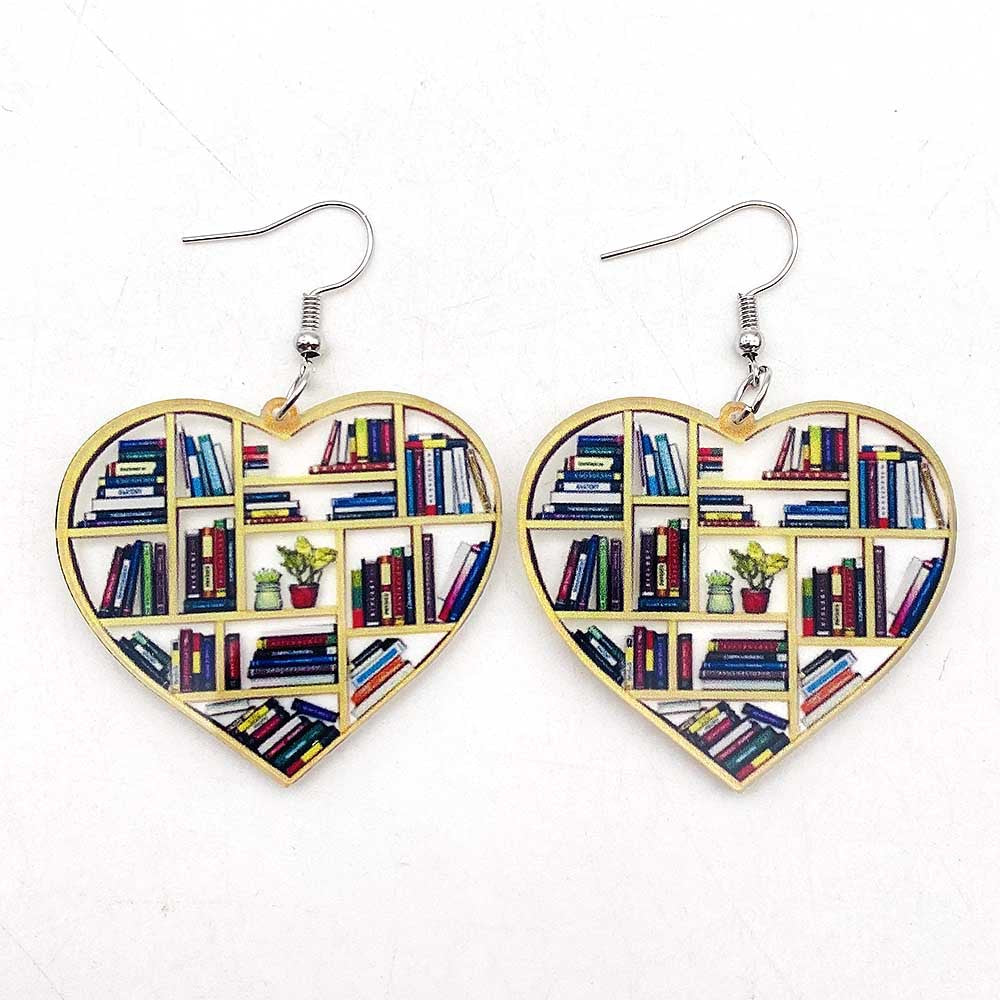 Wholesale Teacher' s Day Leopard Print Pencil Ruler Acrylic Earrings