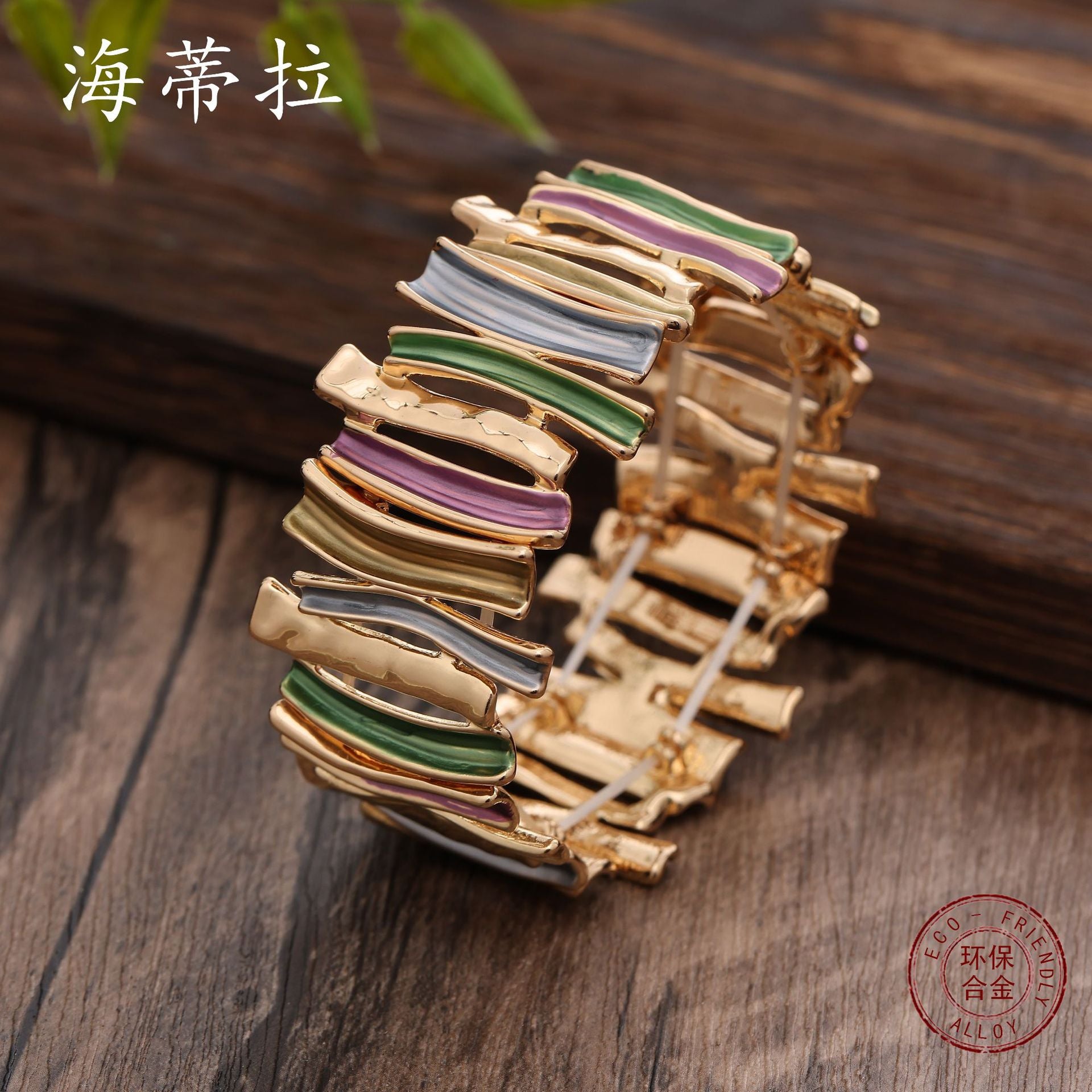 Wholesale  creative irregular geometric oil dripping environmental protection alloy elastic bracelet