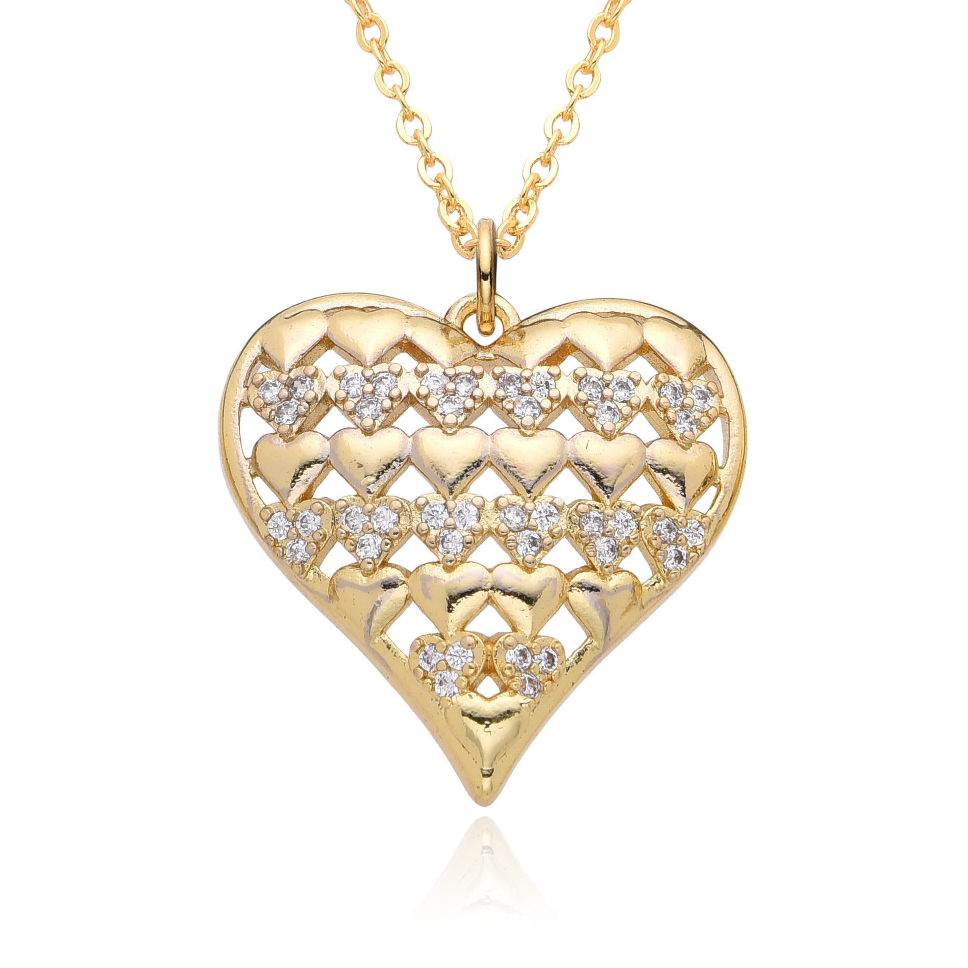 Wholesale  plated 18K gold  cute love pendant  full diamond necklace