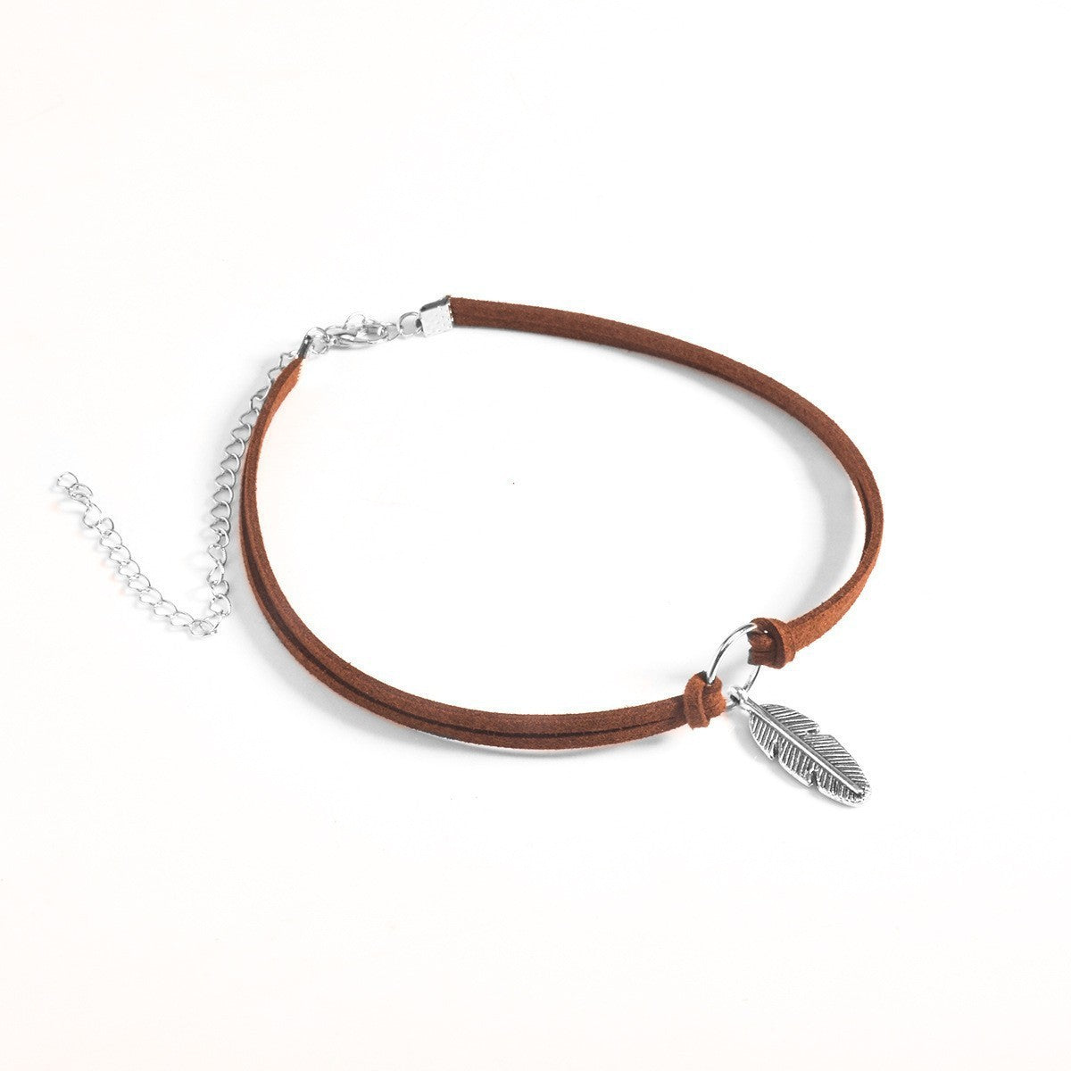 Wholesale retro ethnic style circle feather necklace