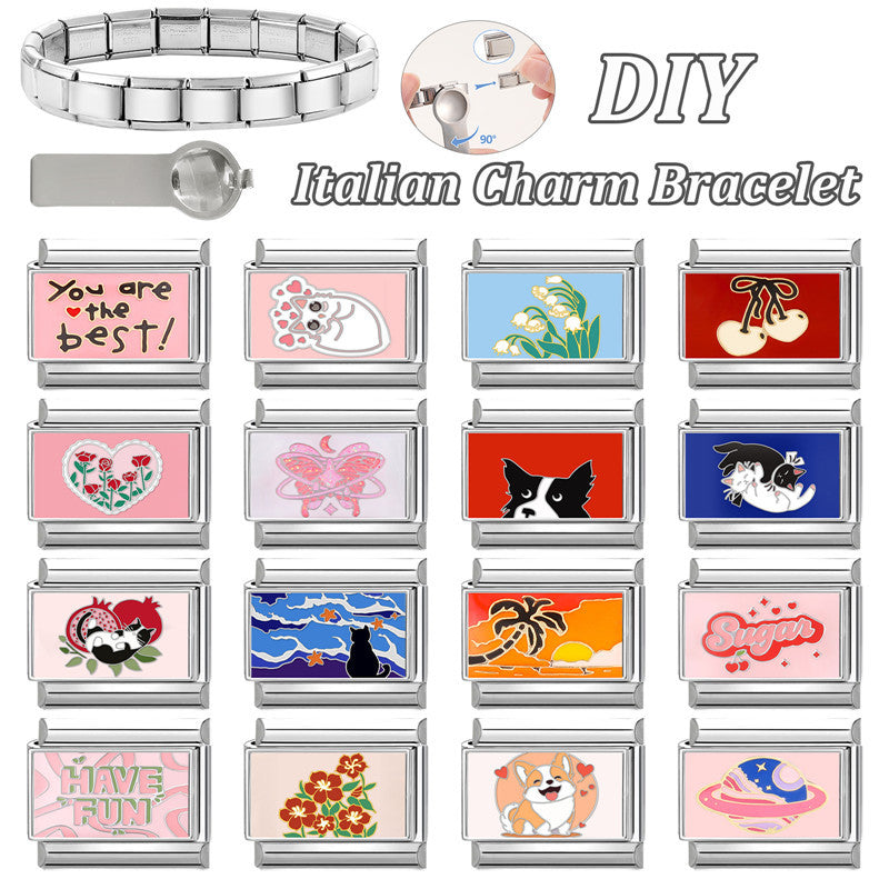 Wholesale 9mm Italian Charm Starter Bracelets DIY Cute Animal Stainless Steel Composable Bracelet