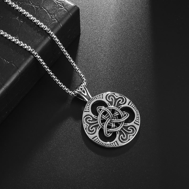 Wholesale Dark Style Celtic Knot Necklace Stainless Steel Geometric Pendant Fashion Jewelry Accessory