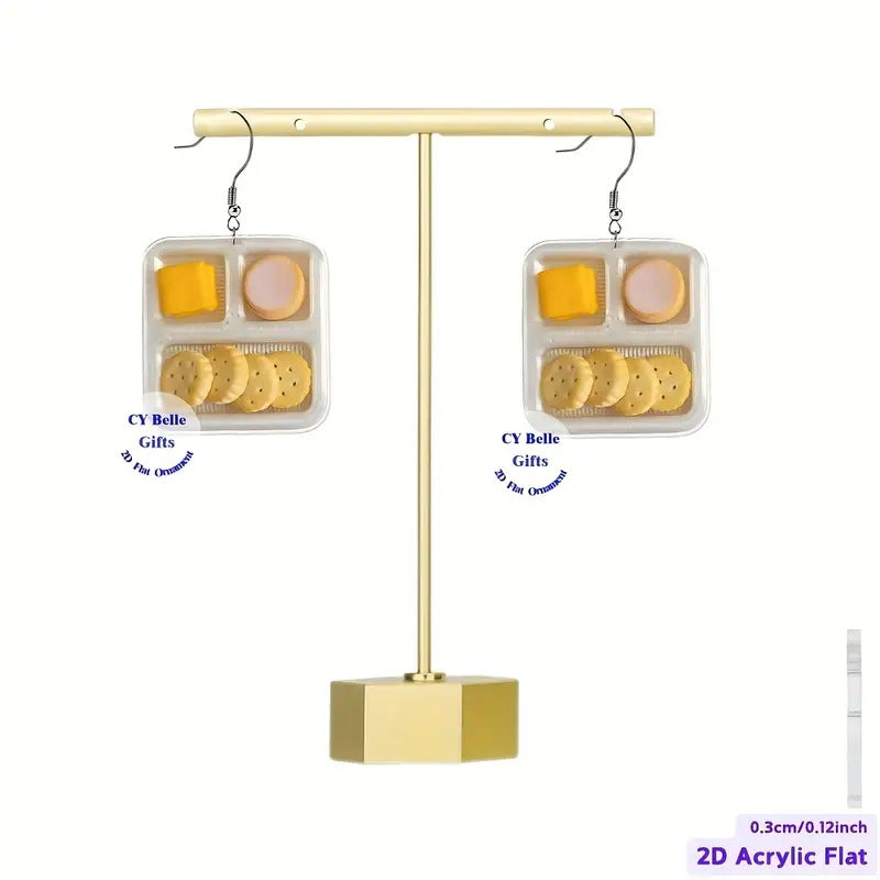 Wholesale  Creative Design Simulation Dinner Plate Flat 2D Acrylic Earrings