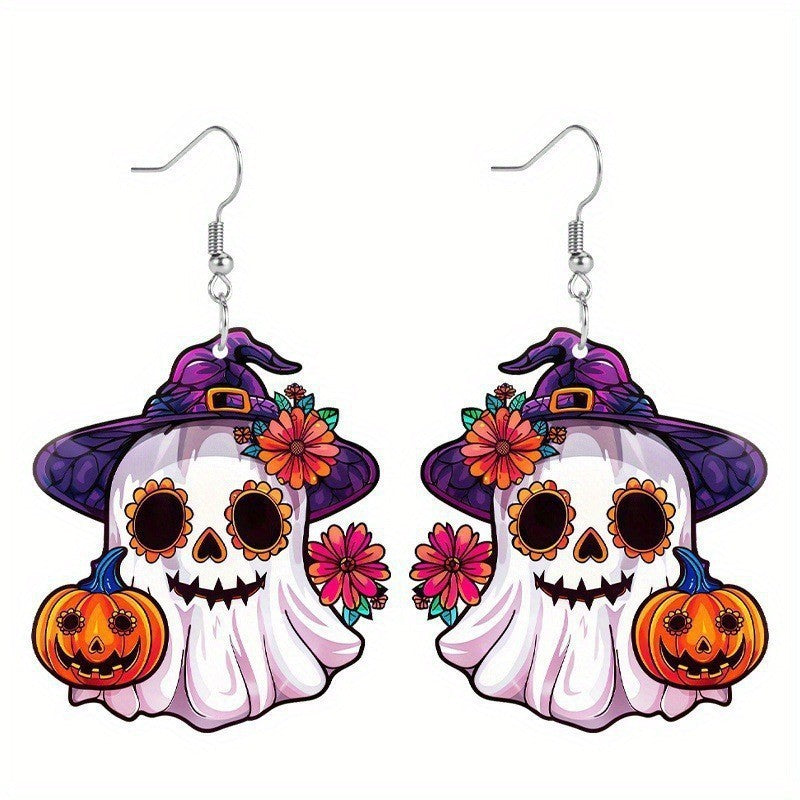 Wholesale  Day of the Dead Ghost Pumpkin Acrylic Earrings