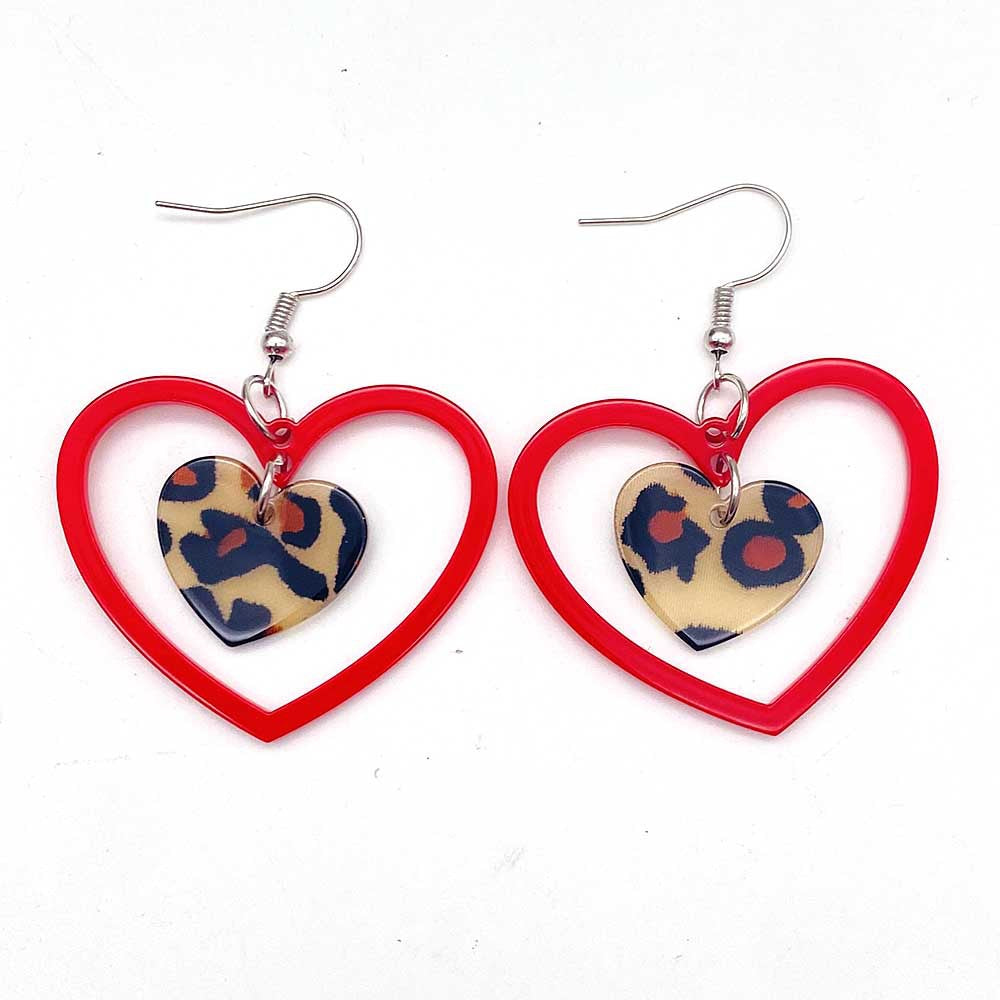 Wholesale Valentine's Day  Leopard Love Pendant Earrings