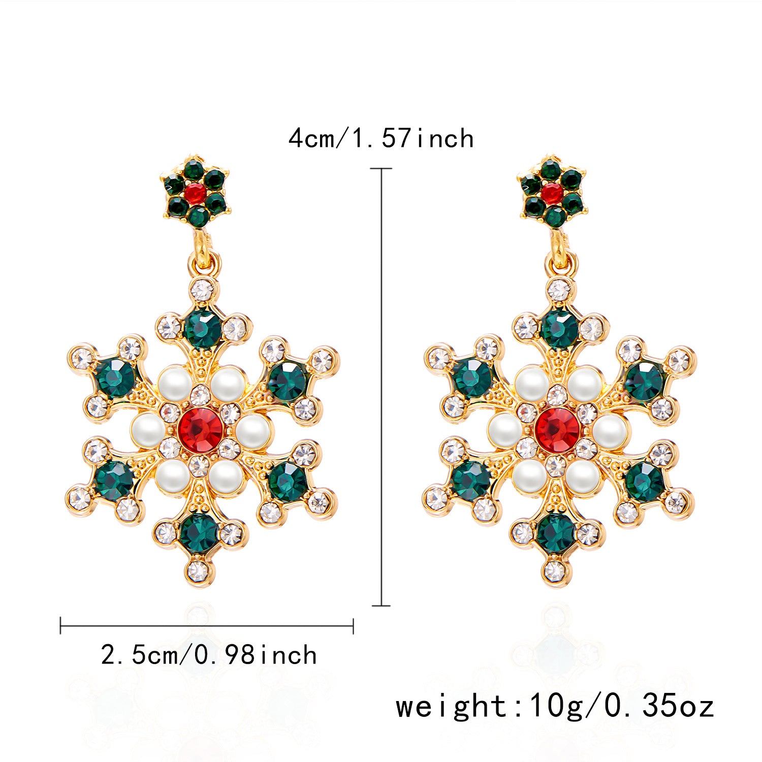 Wholesale  Christmas Earrings  Diamond Pearl Winter Christmas Snowflake Earrings