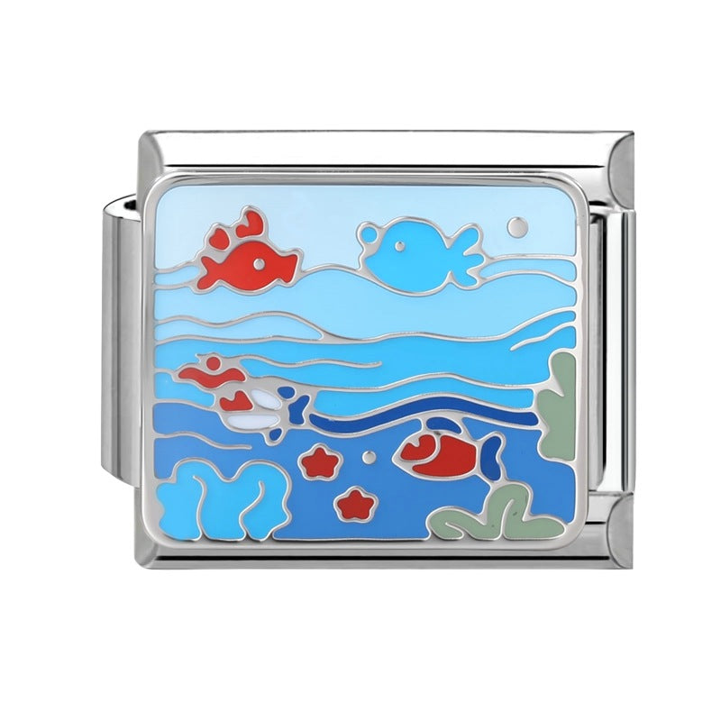 Wholesale 9mm Italian Charm Starter Bracelets DIY Marine Series Stainless Steel Composable Bracelet