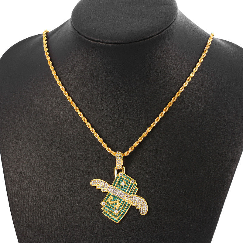 Wholesale Three-Dimensional Dollar Full Diamond Necklace