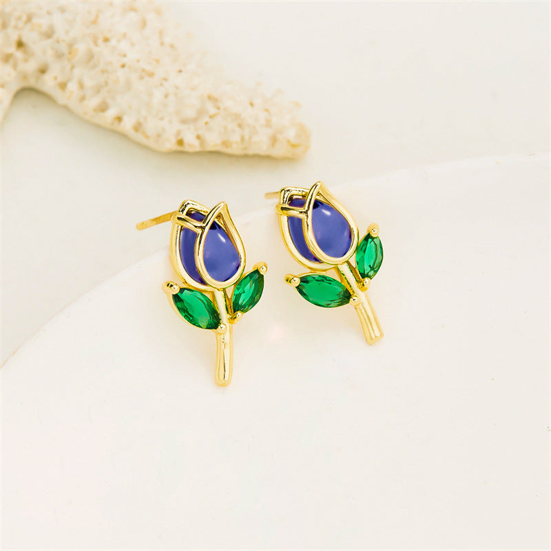 Wholesale  fashion purple tulip flower earrings