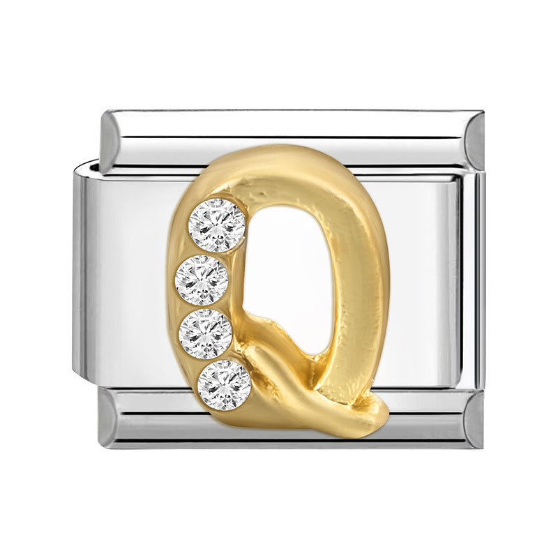 Wholesale 9mm Italian Charm Starter Bracelets DIY Letter Series Stainless Steel Composable Bracelet