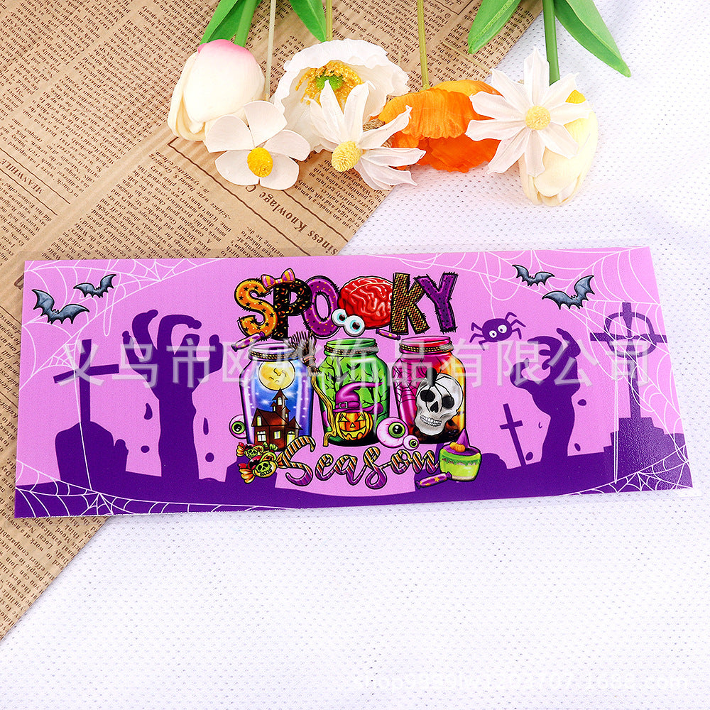 Wholesale Cartoon UV  16oz transfer stickers crystal stickers tear film leaving words crystal stickers glass stickers