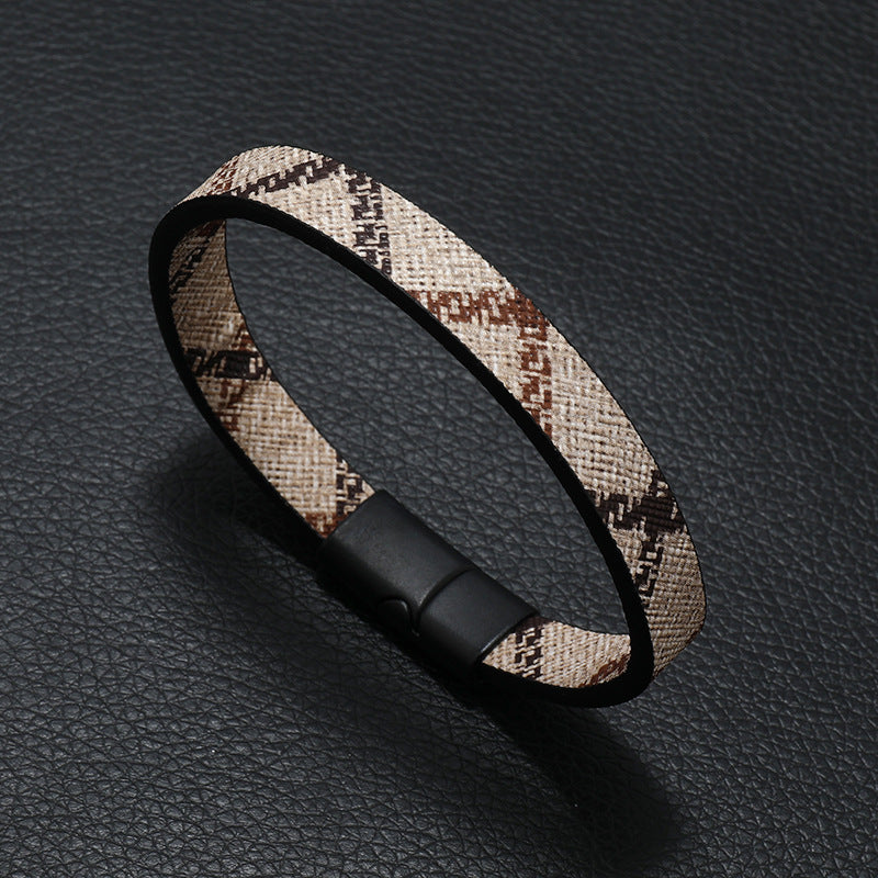 Wholesale Retro Print Striped Magnetic Clasp Bracelet