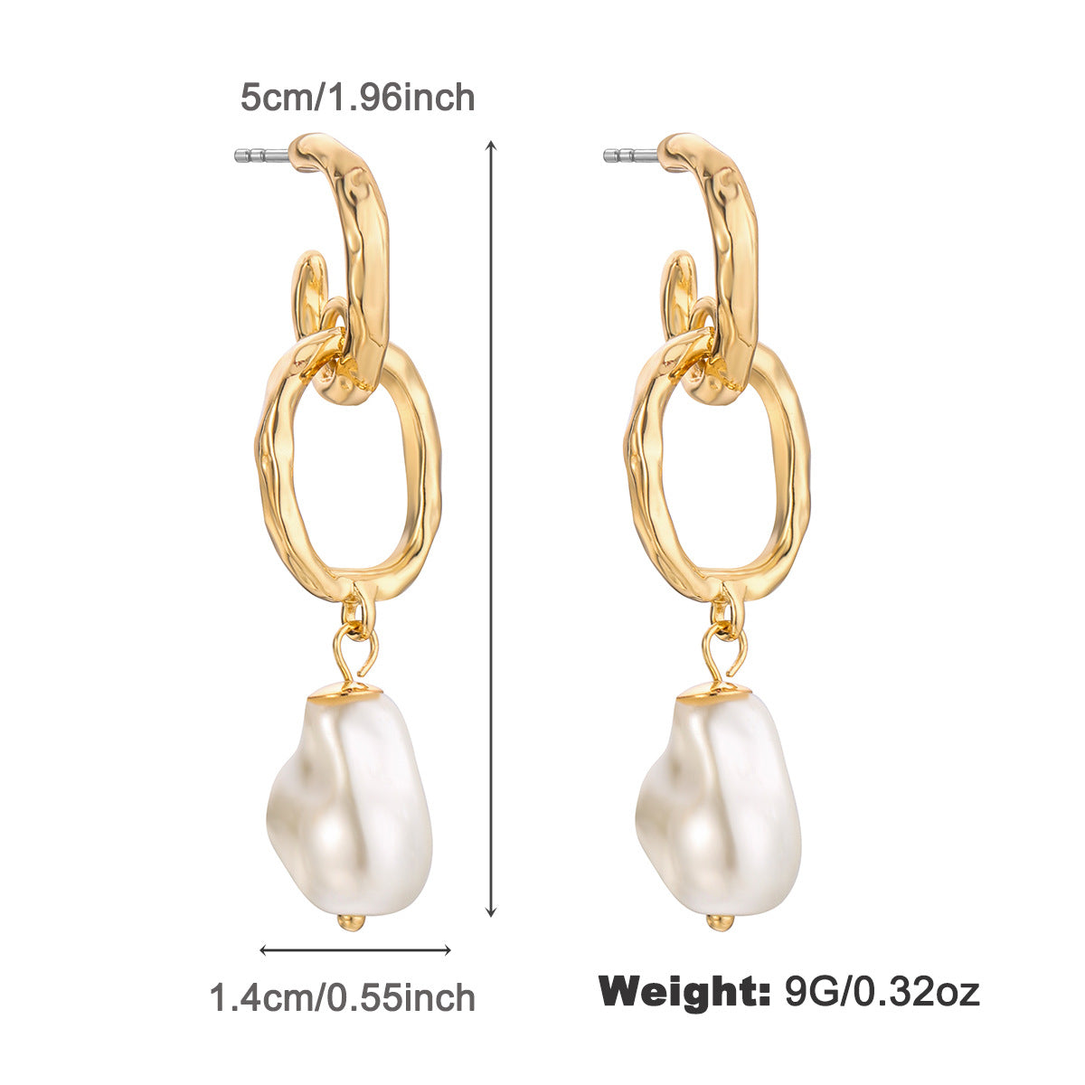 Wholesale Pearl Covered Gold Edge Zinc Alloy Earrings