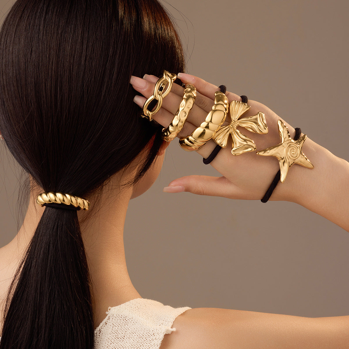 Wholesale Stainless Steel Starfish Headwear Hair Rope