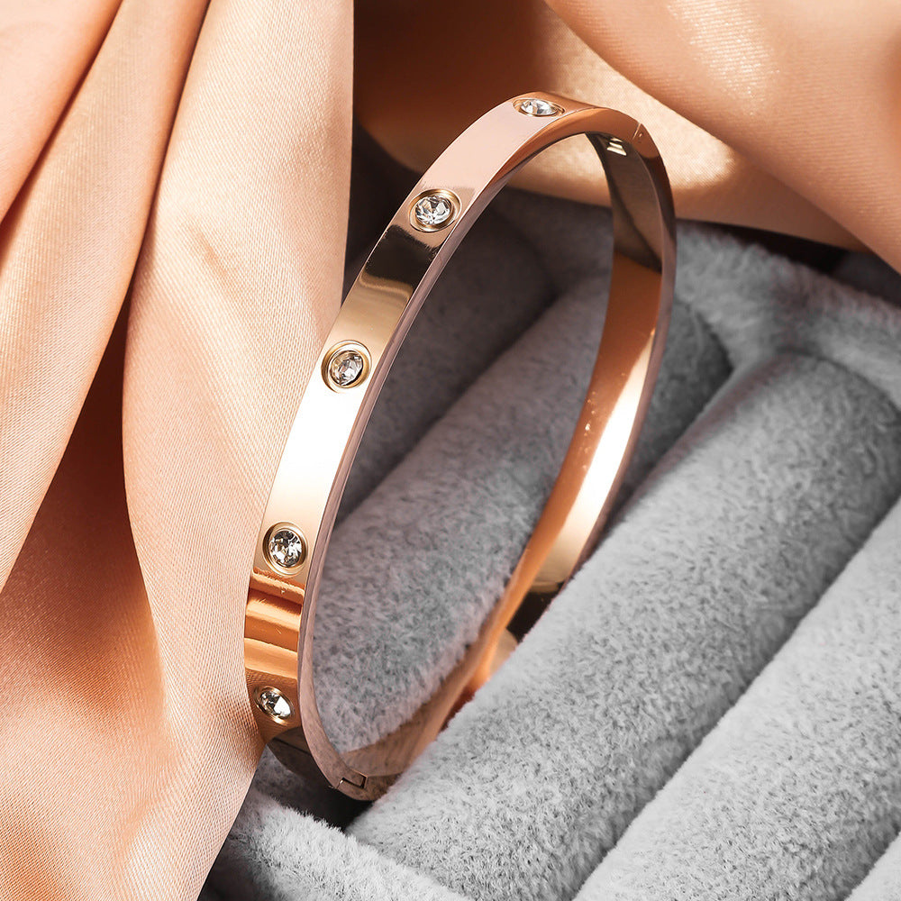 Wholesale Titanium Steel Inlaid Ten Diamond Bracelet ACC-BT-Ruif008