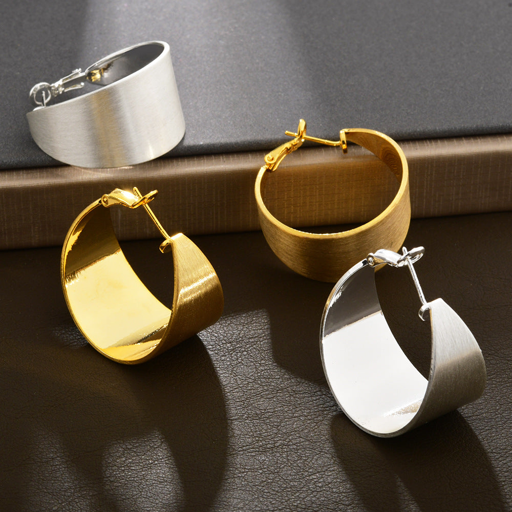 Wholesale  Exaggerated Personality Wide Noodles Wire-brushed Earrings