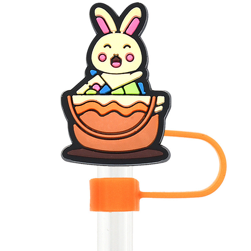 Wholesale Random 100pcs Easter 10mm PVC Soft Straw Tube Cap ACC-SCR-RYY088