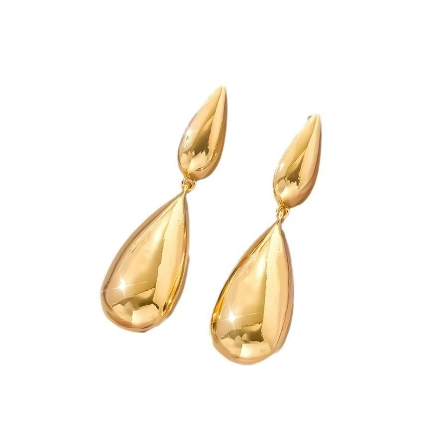 Wholesale  fashion temperament earrings 18K gold stainless steel water drop earrings niche design high-end female