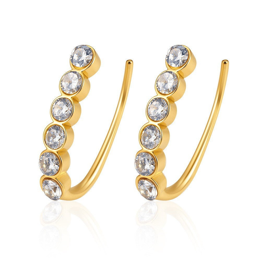 Wholesale Stainless Steel 18K Gold Plated CZ Earrings For Women Trendy U Shape Design Fashion Accessory For Boutique Resale