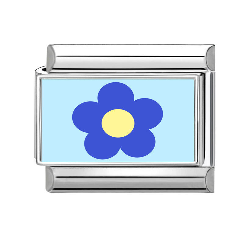 Wholesale 9mm Italian Charm Starter Bracelets Blue series DIY square Single Section Creative Stainless Steel Composable Bracelet