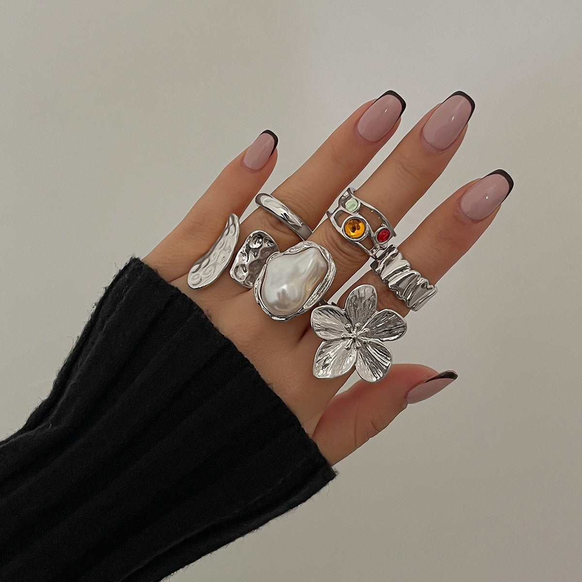 Wholesale All-match ring Lava flower ring ring Geometric irregular open ring