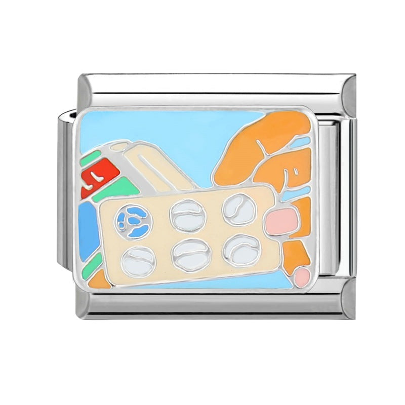 Wholesale  Italian Charm Bracelet 9mm DIY  Blue Series Creative Stainless Steel Composable Bracelet