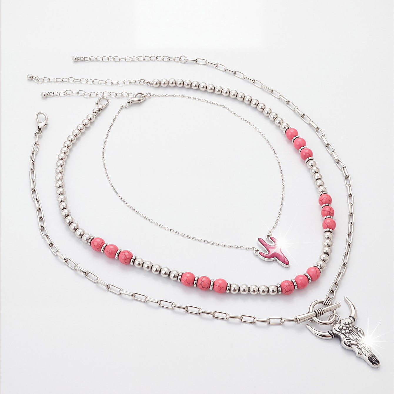 Wholesale Bohemian Layered Beaded Turquoise Necklace Set Western Cowboy Style Jewelry Accessory
