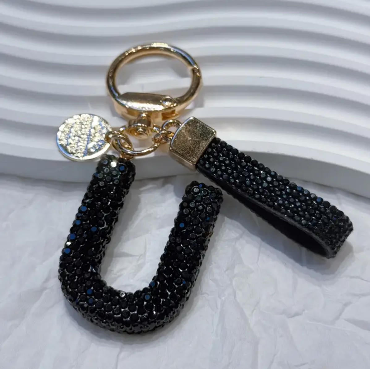 Wholesale Chic Rhinestone Letter Keychain Metal Electroplating Fashion Accessory Bag Charm Car Key