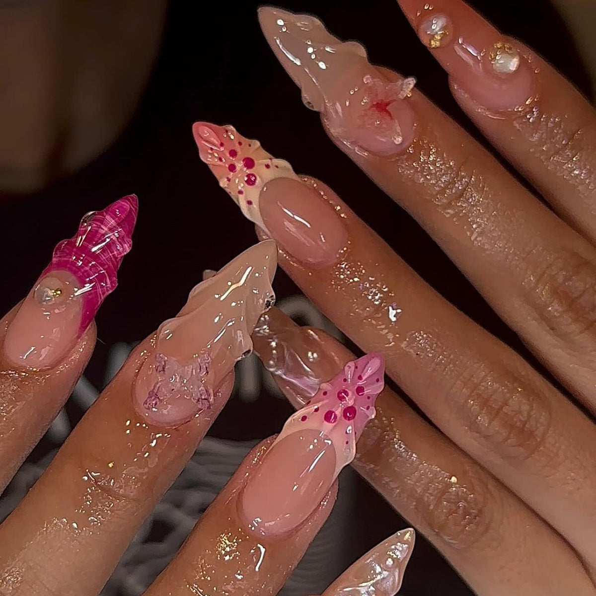 Wholesale 24 Pieces/box 3D Flower Butterfly Nails Kits Nail Stickers ACC-NS-LeFan257