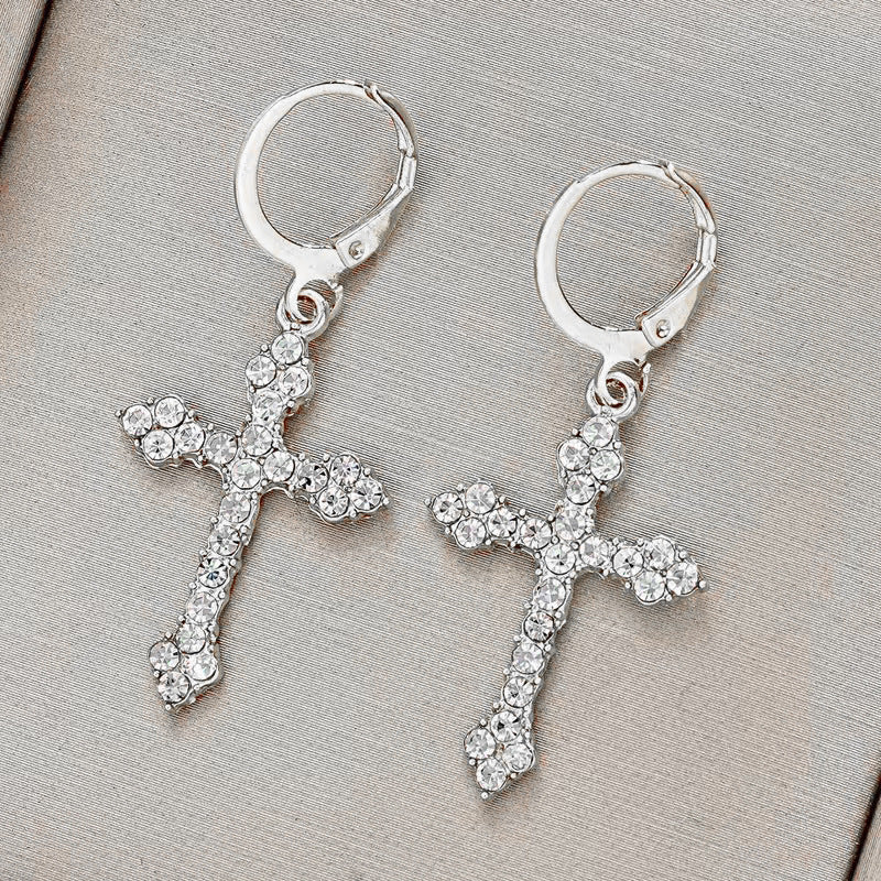 Wholesale light luxury cross earrings