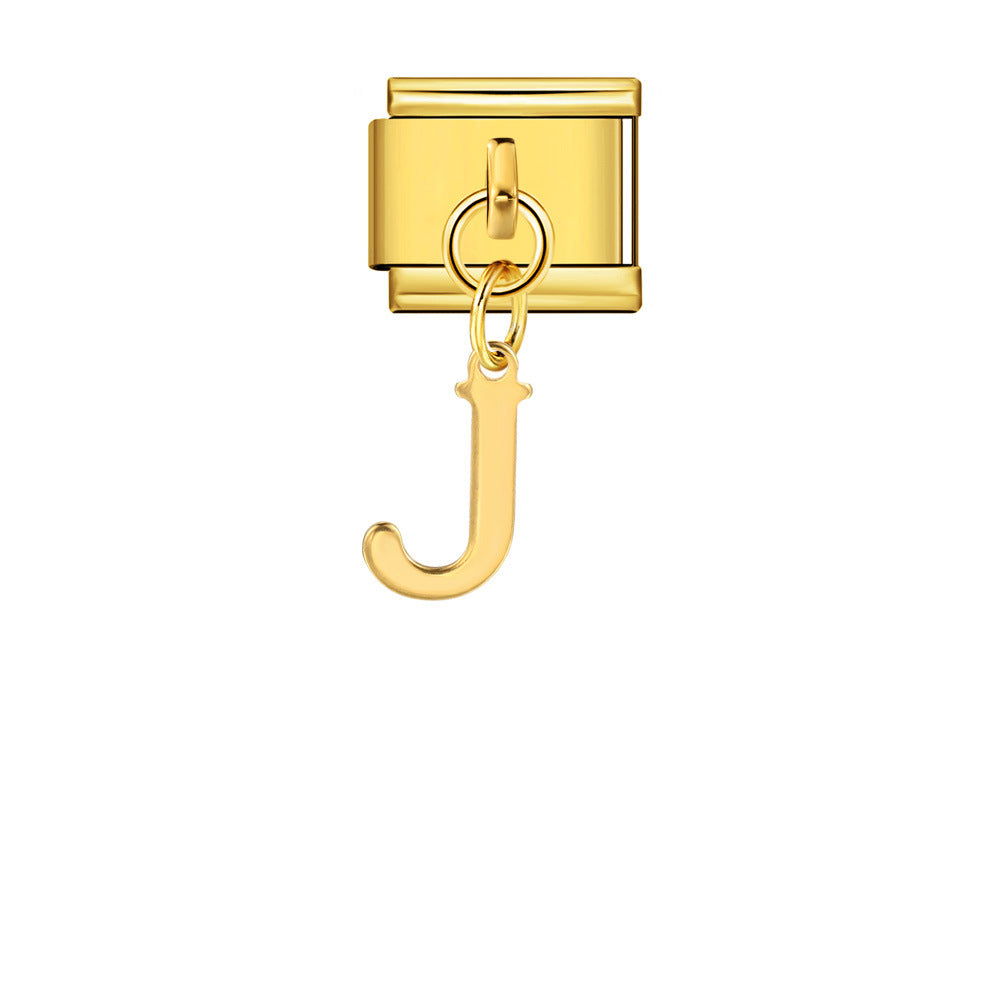 Wholesale Italian Charm Bracelet 9mm DIY Gold Simple Letter Creative Stainless Steel Composable Bracelet