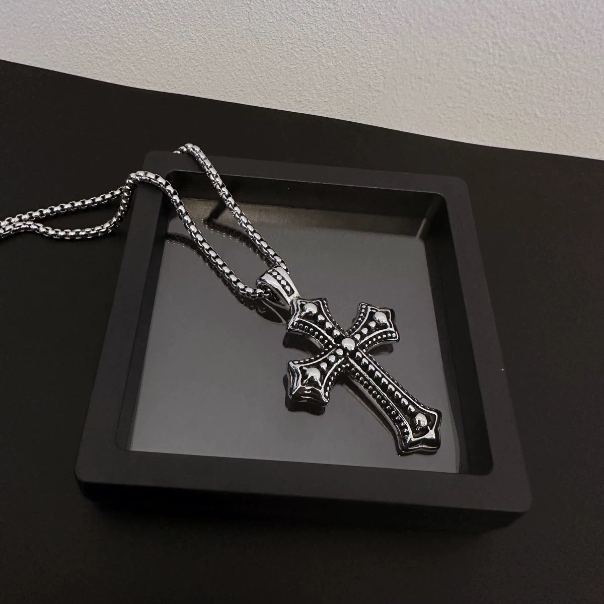 Wholesale Titanium Steel Electroplated Retro Punk Cross Necklace Men S Hip Hop Jewelry Accessory