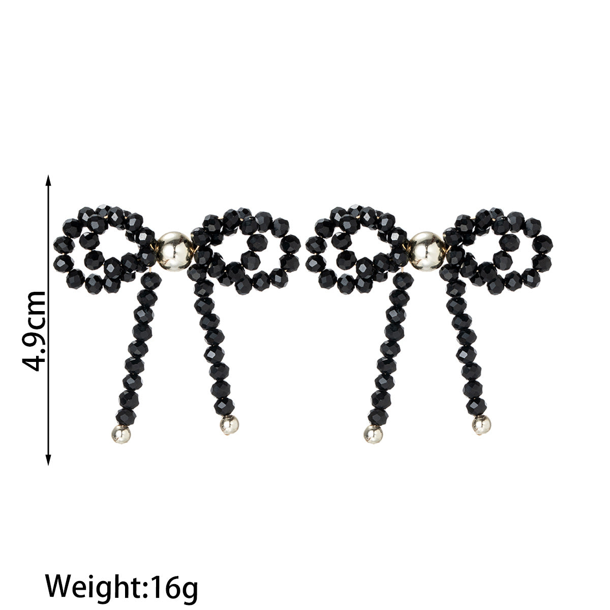 Wholesale Double-layer bowknot gold bead rice bead braided earrings