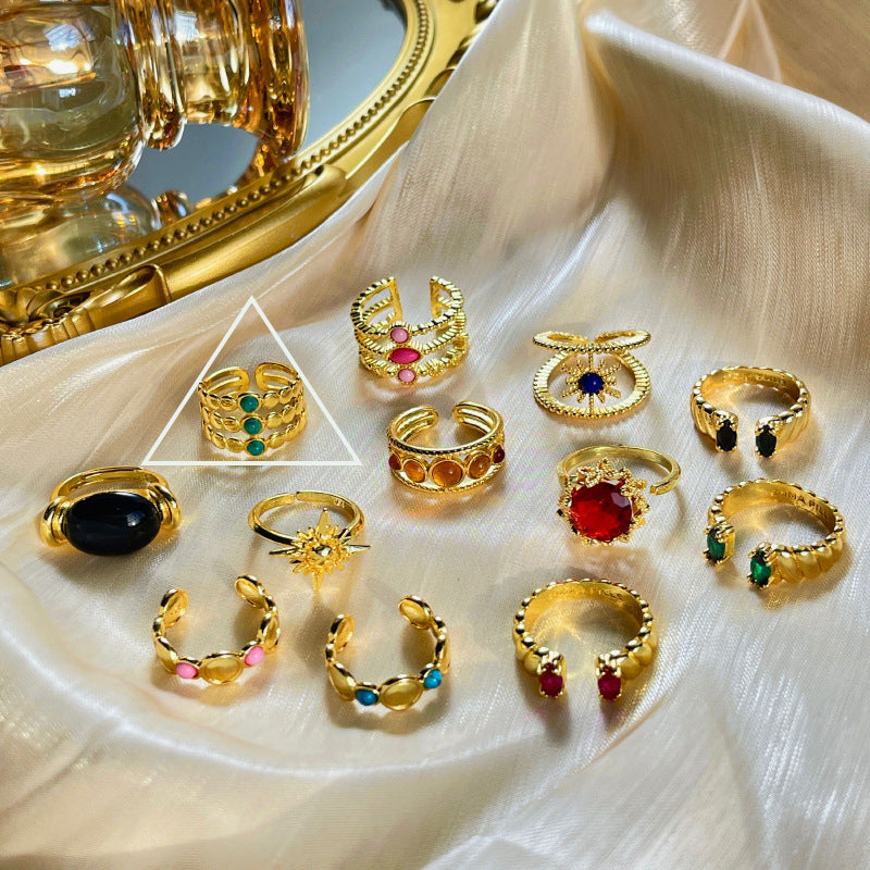 Wholesale Vintage 18k Gold Ring with Adjustable Opening Adjustable Rings Gold Plated Rings ACC-RS-YaoFeng002