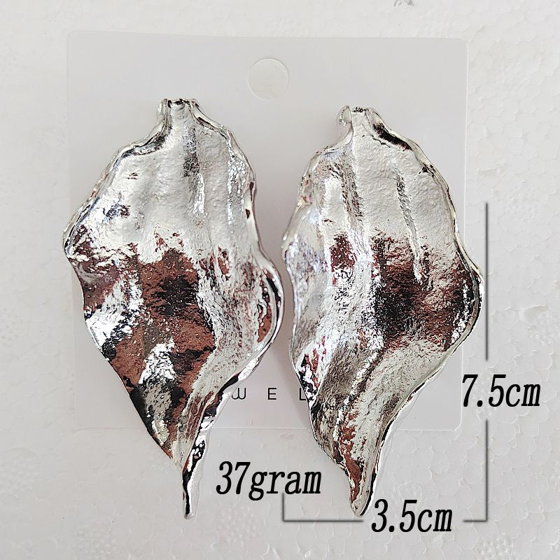 Wholesale exaggerated metal irregular leaf geometric earrings