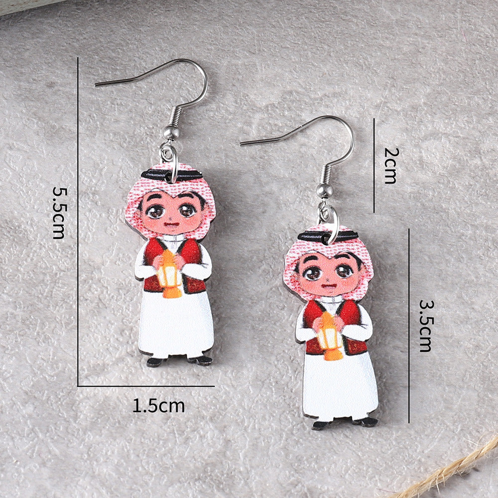 Wholesale Arab cute cartoon character pendant earrings