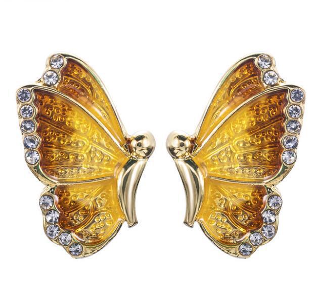 Wholesale Alloy Rhinestone Encrusted Butterfly Earrings