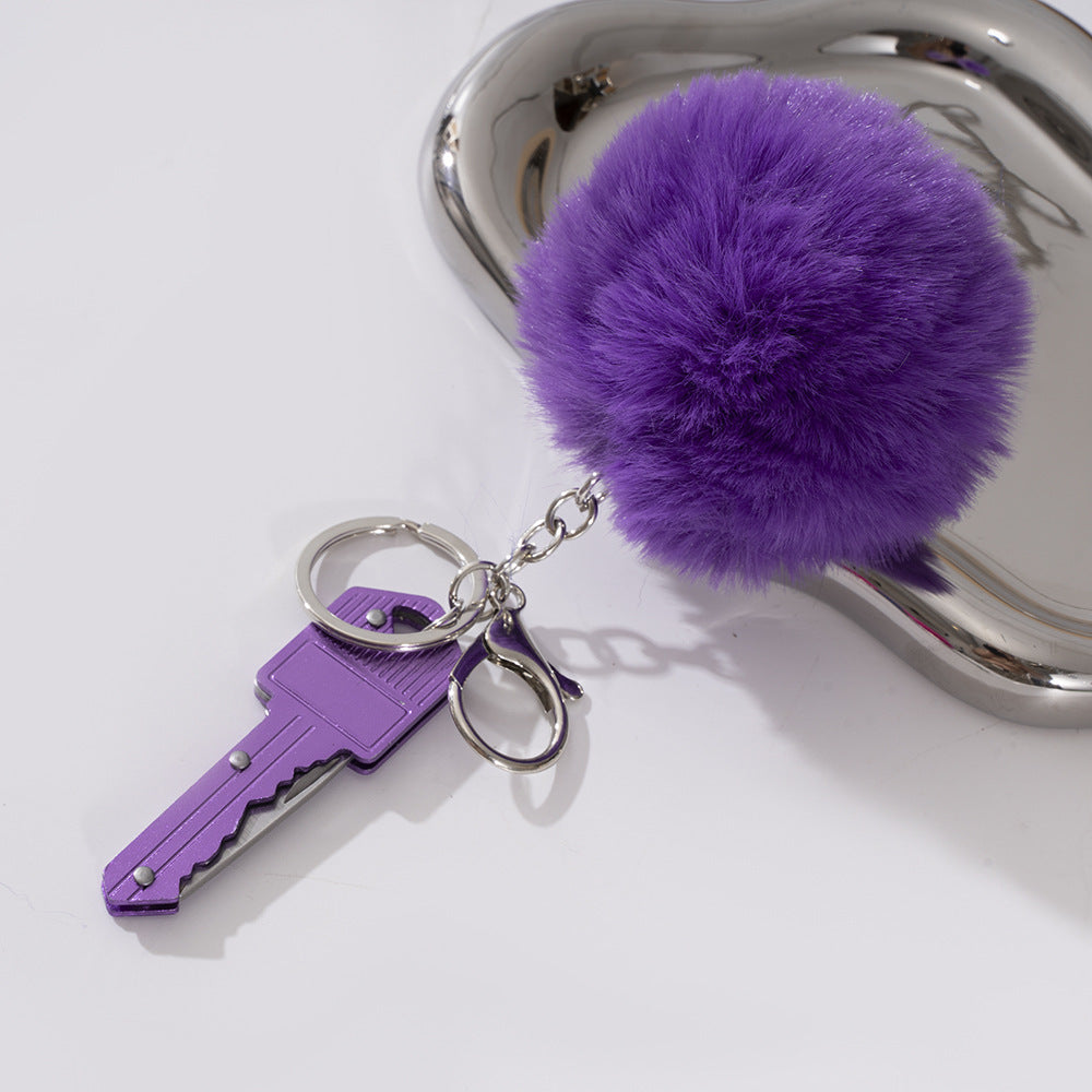 Wholesale Fur Ball Pom Pom Folding Keychain Keychains Accessories ACC-KC-ZhiYa036