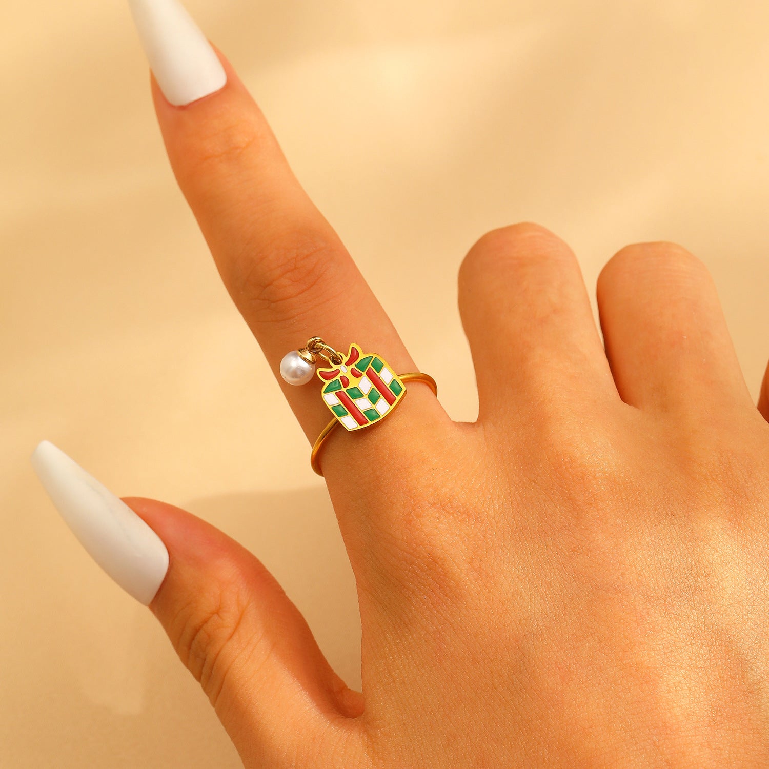 Wholesale Christmas series stainless steel open ring