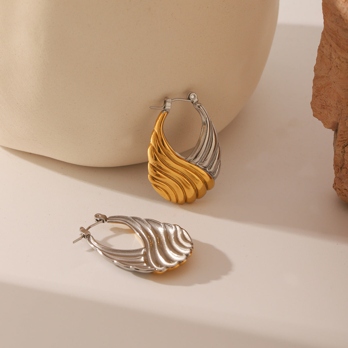 Wholesale geometric thread titanium steel earrings