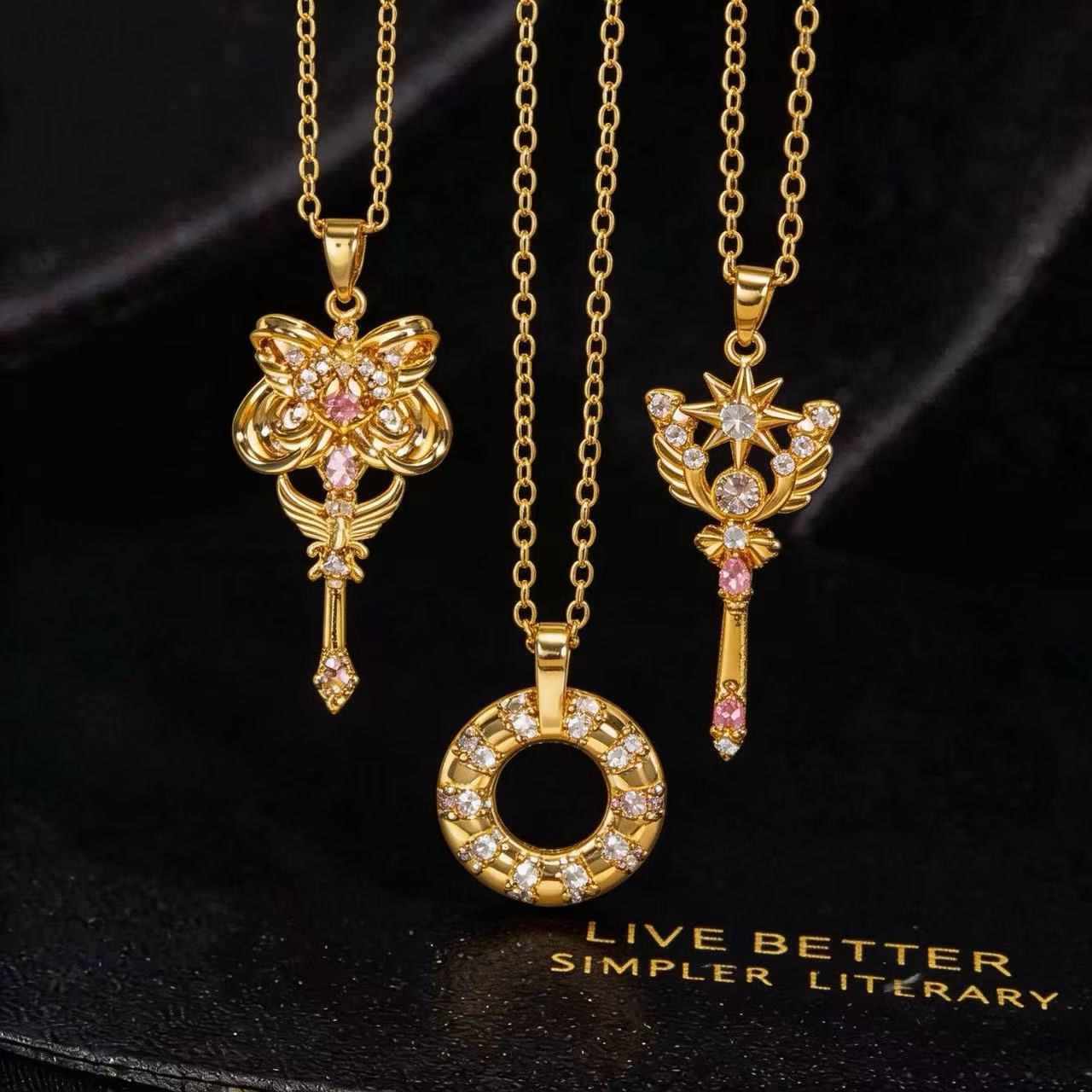 Wholesale Fashion Heart Pendant Necklace Full Zircon Copper Plated Collarbone Chain Sparkling Jewelry Accessory