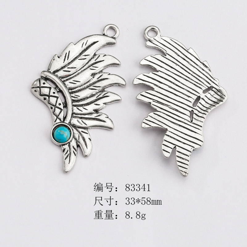 Wholesale Ethnic Retro Style Turquoise Alloy Diy Bracelet Necklace Pendant Accessories ACC-PT-Yongc003