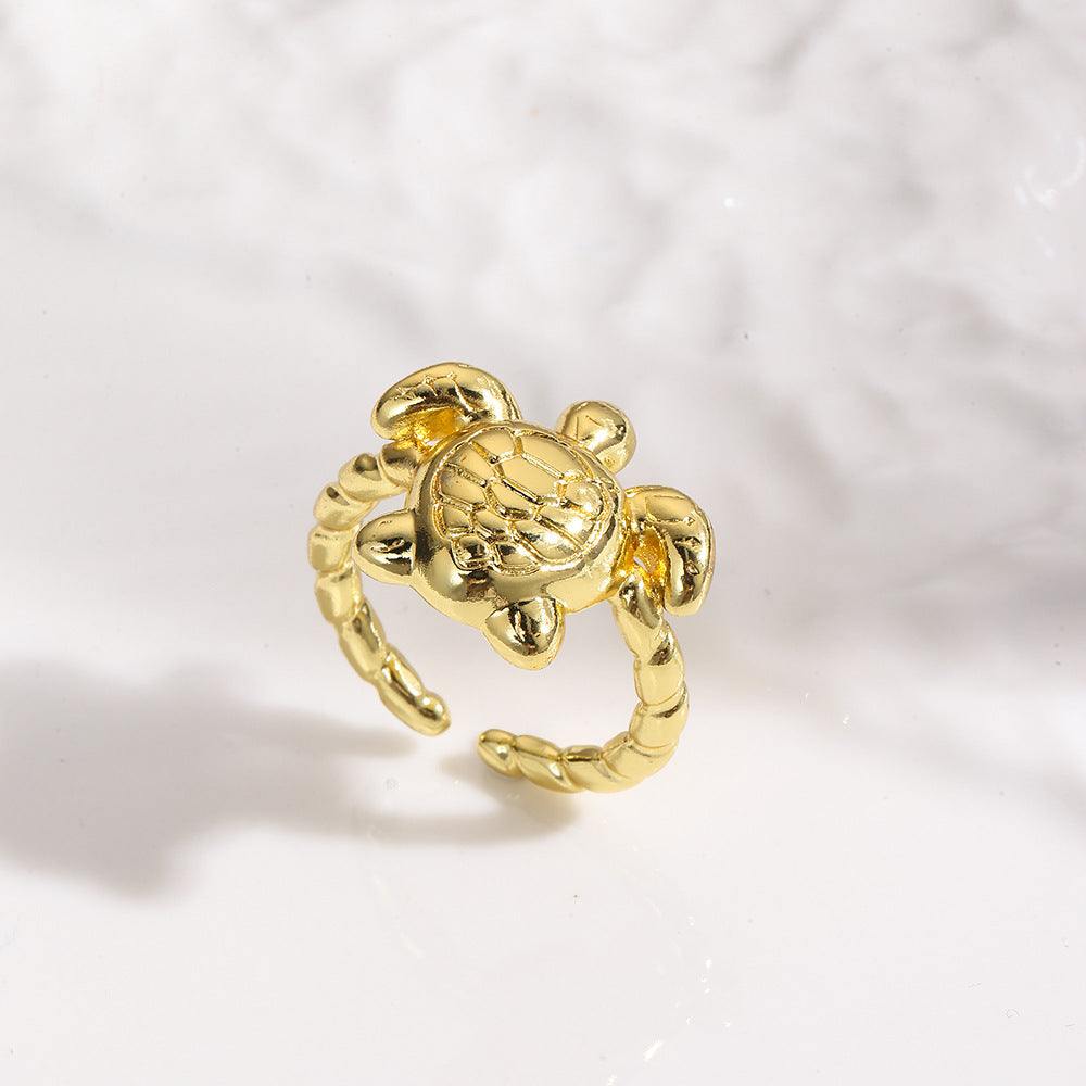 Wholesale Vintage Starfish &  Glossy Turtle Figure Ring