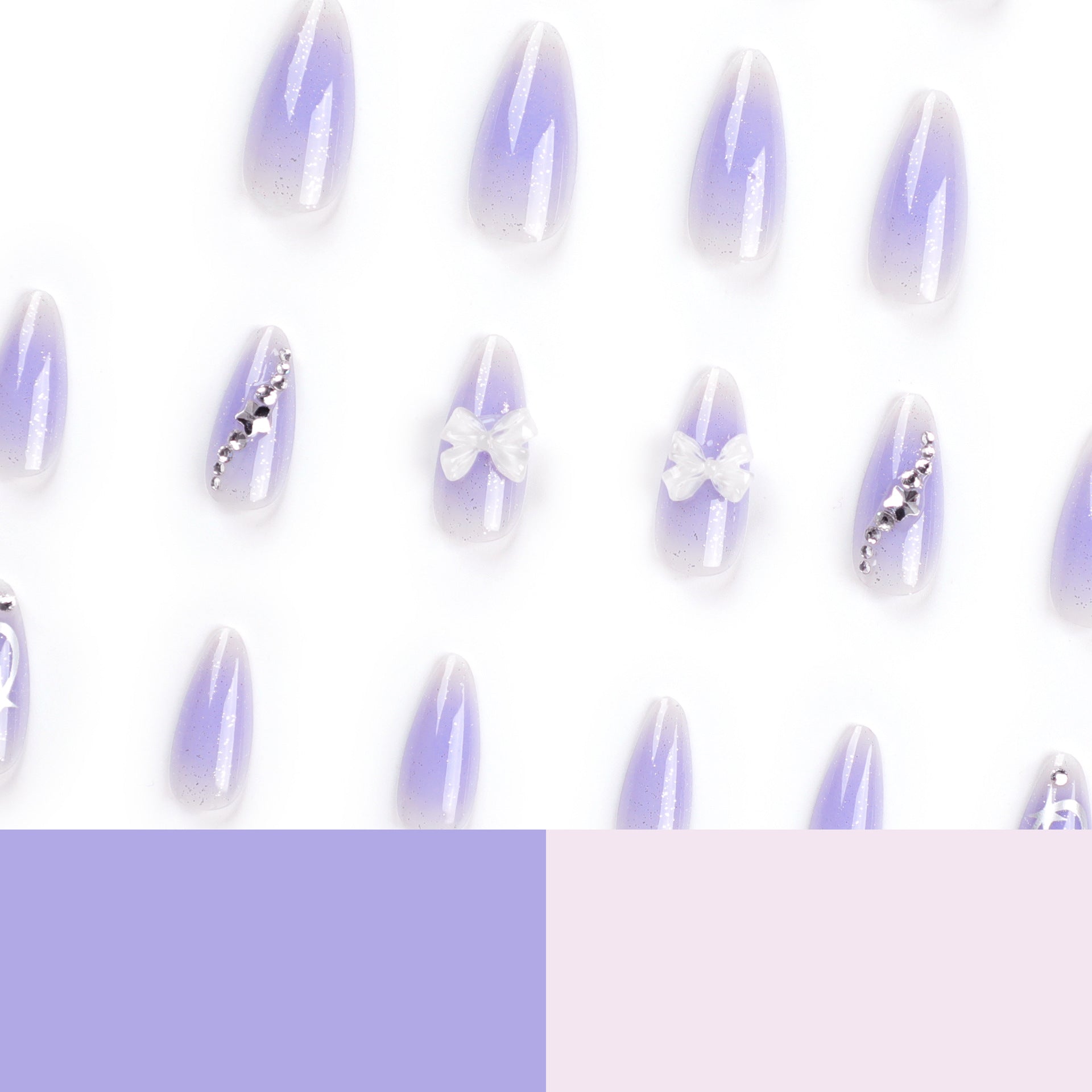 Wholesale 24 Pieces/box Purple Star Butterfly Press-on Nails Kits Nail Stickers ACC-NS-LeFan072