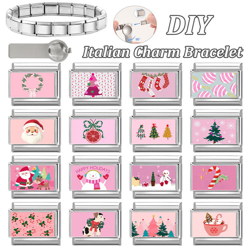 Wholesale 9mm Italian Charm Starter Bracelets DIY Christmas Stainless Steel Composable Bracelet