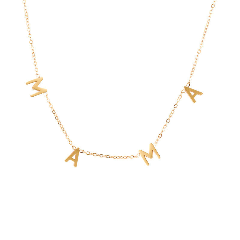 Wholesale  stainless steel titanium steel necklace small letter DIY pendant Mother's Day