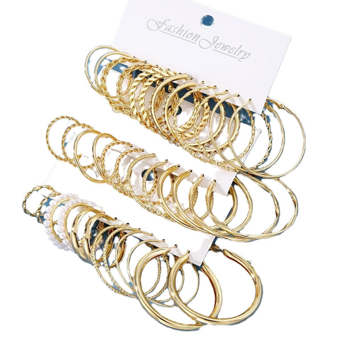 Wholesale metal earrings  gold c-shaped inlaid rhinestone earrings