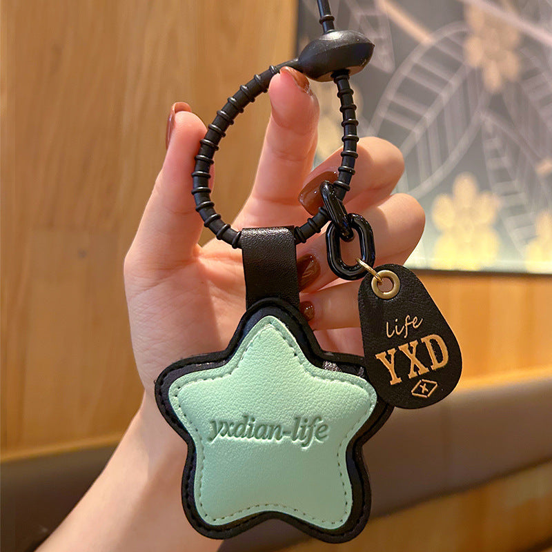 Wholesale Trendy Yellow Leather Heart Keychain Bag Charm Decorative Gift For Students