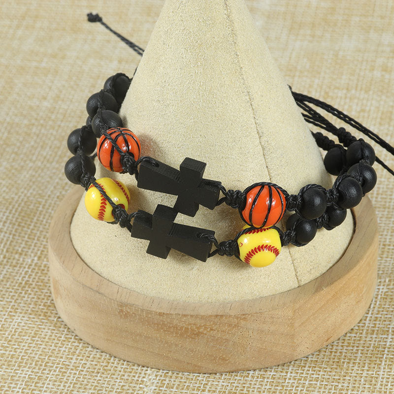 Wholesale Sports Baseball beaded woven bracelet