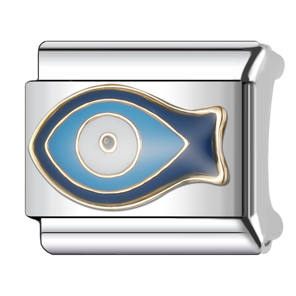 Wholesale Italian Charm Bracelet 9mm DIY Splicing Blue Series Stainless Steel Composable Bracelet